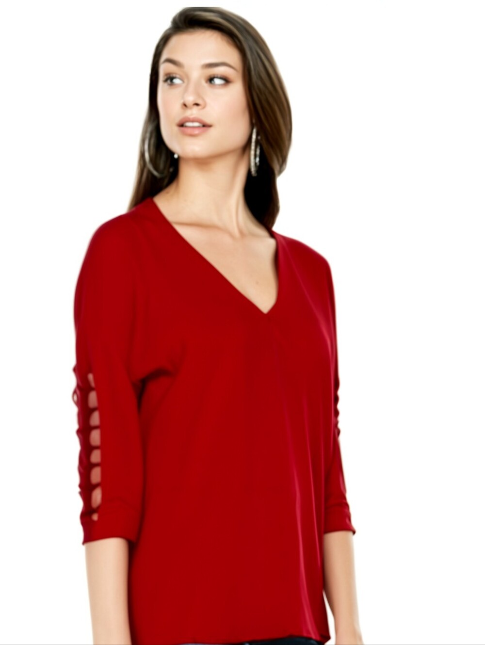 Guess Red Cut Out Sleeve Top